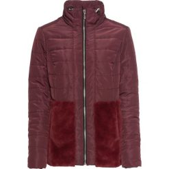 Kurtka z wstawką ze sztucznego futerka bonprix ciemnoczerwony. Czerwone kurtki damskie bonprix, bez wzorów, długie, bez kaptura. Za 169,99 zł.