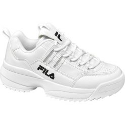 Białe sneakersy damskie Fila na masywnej podeszwie Fila białe. Białe sneakersy damskie Fila, z gumy. Za 199,90 zł.