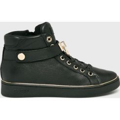 Guess Jeans - Buty Boxing. Czarne koturny damskie marki Guess Jeans, bez obcasa, na obcasie, na sznurówki. W wyprzedaży za 429,90 zł.