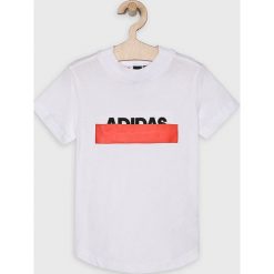 Adidas Performance - T-shirt dziecięcy 110-176 cm. Białe t-shirty chłopięce marki adidas Performance, z nadrukiem, z bawełny, bez rękawów. Za 99,90 zł.