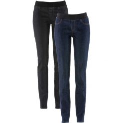 Wygodne jegginsy (2 pary) bonprix ciemnoniebieski + czarny. Jeansy damskie bonprix. Za 109,98 zł.