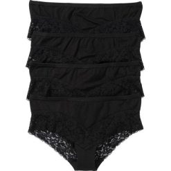Figi "panty" z koronką (4 pary) bonprix czarny. Czarne figi damskie marki bonprix, w koronkowe wzory, z koronki. Za 51,96 zł.