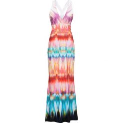 Sukienka z dekoltem halter bonprix jasnoróżowo-turkusowy. Różowe sukienki damskie bonprix, bez wzorów, z elastanu, bez kołnierzyka, bez rękawów. Za 59,99 zł.