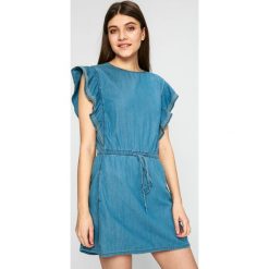 Pepe Jeans - Sukienka. Niebieskie sukienki damskie Pepe Jeans, na co dzień, s, bez wzorów, z bawełny, casualowe, bez kołnierzyka, bez rękawów, mini, rozkloszowane. W wyprzedaży za 219,90 zł.