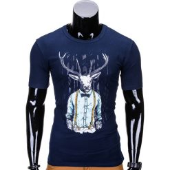 T-SHIRT MĘSKI Z NADRUKIEM S813 - GRANATOWY. Niebieskie t-shirty męskie z nadrukiem Ombre Clothing, m. Za 29,00 zł.