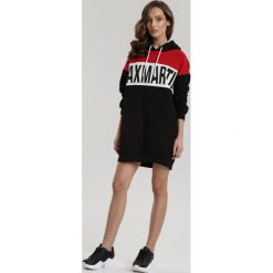 Czarna Bluza Abathei. Czarne bluzy damskie Renee, s, z nadrukiem, z długim rękawem, długie, z kapturem. Za 79,99 zł.