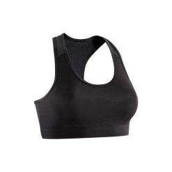 Stanik fitness kardio 100 czarny. Czarne buty sportowe damskie DOMYOS, bez wzorów, z elastanu, na fitness i siłownię. Za 24,99 zł.