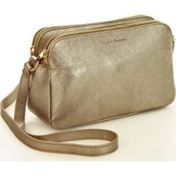 Torebka puzderko crossbody MARCO MAZZINI - złoty satinato. Żółte kopertówki damskie marki MAZZINI, na co dzień, w paski, ze skóry, bez dodatków. Za 199,00 zł.