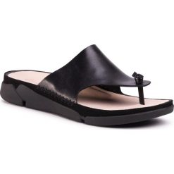 Japonki CLARKS - Tri Toe Post 261493024 Black Leather. Czarne klapki damskie Clarks, bez wzorów, ze skóry, bez obcasa. Za 429,00 zł.