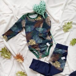 Body - jesienne liście. Szare body niemowlęce Pakamera, na jesień, bez wzorów, z jersey, z długim rękawem. Za 89,00 zł.