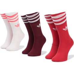 Zestaw 3 par wysokich skarpet damskich adidas - Solid Crew Sock ED9360 Cburgu/Scarle/White. Czerwone skarpetki damskie Adidas, bez wzorów, z elastanu. Za 54,95 zł.