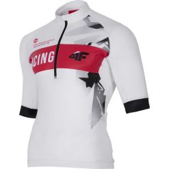 Koszulka rowerowa męska RKM150 - biały. Białe koszulki męskie 4f, s, bez wzorów, z elastanu, rowerowe. W wyprzedaży za 69,99 zł.