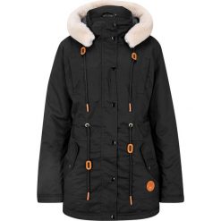 Parka z wstawką ze sztucznego futerka bonprix czarny. Czarne kurtki damskie bonprix, bez wzorów, z bawełny, bez kaptura. Za 249,99 zł.