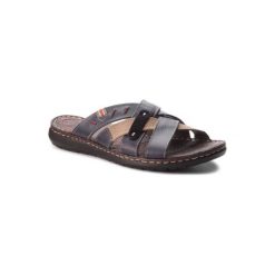 LASOCKI FOR MEN MI07-A700-A554-01. Niebieskie kapcie męskie Lasocki For Men, ze skóry. Za 99,99 zł.