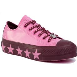 Trampki CONVERSE - Ctas Lift Ox 563718C Pink/Dark Burgundy/Pink. Różowe półbuty damskie Converse, bez wzorów, z gumy, bez zapięcia. W wyprzedaży za 179,00 zł.