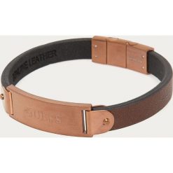 Guess Jeans - Bransoletka skórzana. Pomarańczowe bransoletki męskie Guess Jeans, ze stali. Za 169,90 zł.