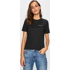 Calvin Klein Jeans - Top. Czarne bluzki damskie marki Calvin Klein Jeans, s, z nadrukiem, z bawełny, z okrągłym kołnierzem. Za 229,90 zł.