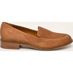 Solo Femme - Mokasyny skórzane. Żółte mokasyny damskie Solo Femme, ze skóry, na obcasie. Za 339,90 zł.