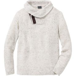 Sweter z szalowym kołnierzem Regular Fit bonprix beżowy. Brązowe swetry męskie bonprix, s, bez wzorów, z dzianiny, bez kołnierzyka, bez kaptura. Za 149,99 zł.