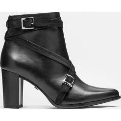 Czarne botki damskie. Czarne botki damskie Kazar, na jesień, ze skóry, eleganckie, na wysokim obcasie, na zamek. Za 569,00 zł.
