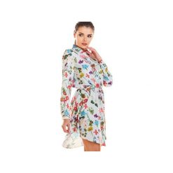 Sukienka mini C202. Niebieskie sukienki damskie Awama, s, bez wzorów, z poliesteru, bez kołnierzyka, bez rękawów, mini. Za 149,00 zł.