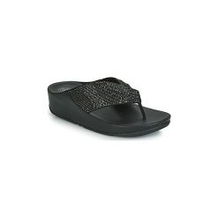 Japonki FitFlop TWISS CRYSTAL. Czarne klapki damskie FitFlop, bez wzorów, bez obcasa. Za 391,30 zł.
