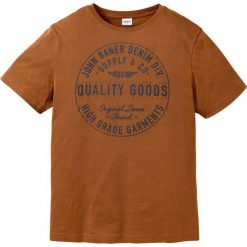 T-shirt bonprix brązowo-złoty. Pomarańczowe t-shirty męskie bonprix, s, z nadrukiem, bez kołnierzyka. Za 34,99 zł.
