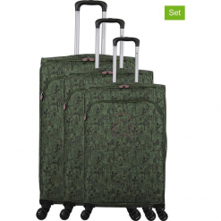 Walizki (3 szt.) "Lulu Cactus" w kolorze khaki. Brązowe walizki marki Lulu Castagnette, z materiału. W wyprzedaży za 673,95 zł.