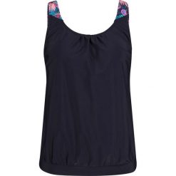 Top plażowy tankini bonprix ciemnoniebieski gładki. Niebieskie stroje kąpielowe damskie bonprix, bez wzorów, bez kołnierzyka. Za 89,99 zł.
