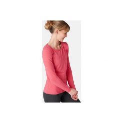 Koszulka długi rękaw Gym & Pilates 100 damska. Białe koszulki damskie DOMYOS, xl, bez wzorów, z elastanu, bez kołnierzyka. Za 19,99 zł.