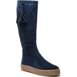 Buty zimowe damskie: Kozaki ROBERTO - 625 Granat Welur