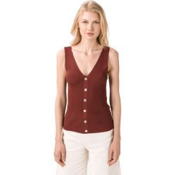 Vero Moda Dazy Top Brązowy. Pomarańczowe podkoszulki damskie Vero Moda, s, bez wzorów, z wiskozy, bez kołnierzyka. Za 131,95 zł.