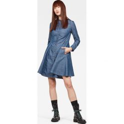 G-Star Raw - Sukienka. Niebieskie sukienki damskie G-Star RAW, na co dzień, s, bez wzorów, z bawełny, retro, ze stójką, z długim rękawem, długie, mini, rozkloszowane. W wyprzedaży za 499,90 zł.