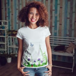Bluzki damskie: Koniczynki dopasowana koszulka tshirt damski
