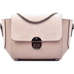 Torebki klasyczne damskie: Skórzana torebka w kolorze cielistym – 31 x 22 x 10 cm