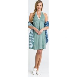 SUKIENKA Twinset U&B. Żółte sukienki damskie Twinset U&B, na co dzień, s, w koronkowe wzory, z bawełny, bez kołnierzyka, bez rękawów, mini, proste. Za 265,00 zł.
