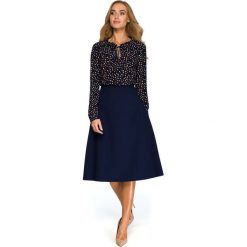 Granatowa Klasyczna Trapezowa Spódnica Midi. Niebieskie spódniczki damskie Molly.pl, do pracy, s, bez wzorów, eleganckie, midi, trapezowe. Za 99,90 zł.