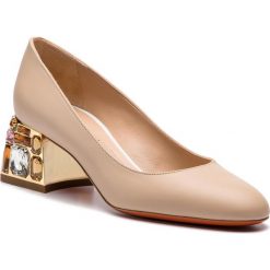 Półbuty BALDININI - 960111P51UBULLTDLT Bulgaro/Tamarind/La. Brązowe półbuty damskie marki Baldinini, z aplikacjami, ze skóry, eleganckie, bez obcasa, na obcasie, bez zapięcia. Za 2429,00 zł.