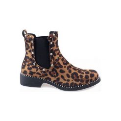Leopard botki ocieplane z ćwiekami HQ921. Botki damskie ButyModne, bez obcasa, bez zapięcia. Za 179,00 zł.