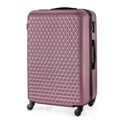 Walizka podróżna twarda średnia STL870 metaliczny róż. Różowe walizki Solier Luggage, bez wzorów, z gumy. Za 159,00 zł.