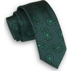 Zielony Butelkowy Elegancki Krawat Męski -ALTIES- 6 cm, w Paisley, Łezki KRALTS0303. Żółte krawaty męskie Alties, paisley, z tkaniny, eleganckie. Za 39,00 zł.