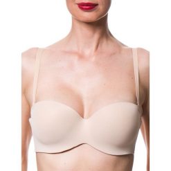 Biustonosz push-up w kolorze cielistym. Brązowe biustonosze Skiny Women & Men, z haftami. W wyprzedaży za 42,95 zł.