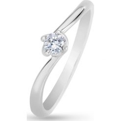 Wspaniały Białe Złoto Pierścionek - złoto białe 585, Brylant 0,15ct. Żółte pierścionki damskie marki W.KRUK, z brylantem, złote. Za 2290,00 zł.