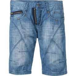 Bermudy dżinsowe Regular Fit bonprix niebieski "medium bleached used". Niebieskie bermudy męskie bonprix, z haftami, z jeansu. Za 44,99 zł.