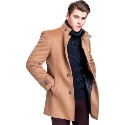 PŁASZCZ PSKS000051 PIERPAOLO. Brązowe płaszcze na zamek męskie Giacomo Conti, na jesień, m, eleganckie. Za 799,00 zł.