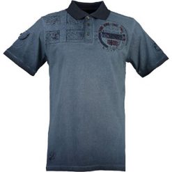 Koszulka polo "Kinflat" w kolorze granatowym. Niebieskie koszulki polo męskie Geographical Norway Men, m, z haftami, z bawełny, polo, bez rękawów. W wyprzedaży za 90,95 zł.