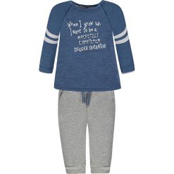 2-częściowy zestaw w kolorze niebiesko-szarym. Niebieskie t-shirty chłopięce z nadrukiem marki Kanz, z bawełny, długie. W wyprzedaży za 49,95 zł.