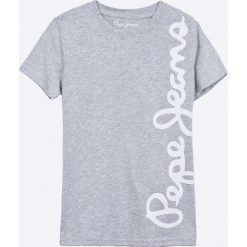 Pepe Jeans - T-shirt dziecięcy 122-180 cm. Szare t-shirty chłopięce marki Pepe Jeans, z nadrukiem, z bawełny, z okrągłym kołnierzem. Za 79,90 zł.