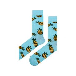 Skarpety niebieskie w ananasy. Niebieskie skarpetki męskie Em men's accessories, z bawełny. Za 29,99 zł.