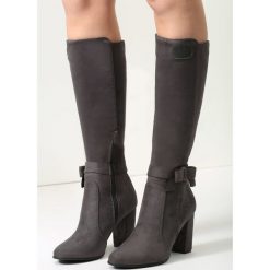 Buty zimowe damskie: Szare Kozaki Plain Jane